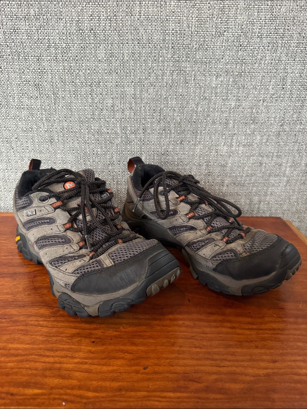 Merrell Men's Moab 2 Trail Sneakers in Gray and Black with Burnt Orange Accents